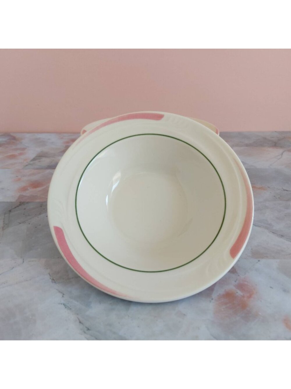 Vintage Oneida Espree Pink And Green Accent Dessert Fruit Soup Heavy Restaurant